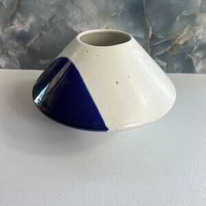 CB2 Decorative Vase Idris Blue & Cream Spot Ceramic Portugal